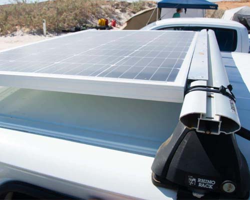 Solar panel on solar roof rac